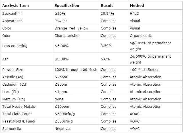 100%Pure Zeaxanthin Lutein Powder