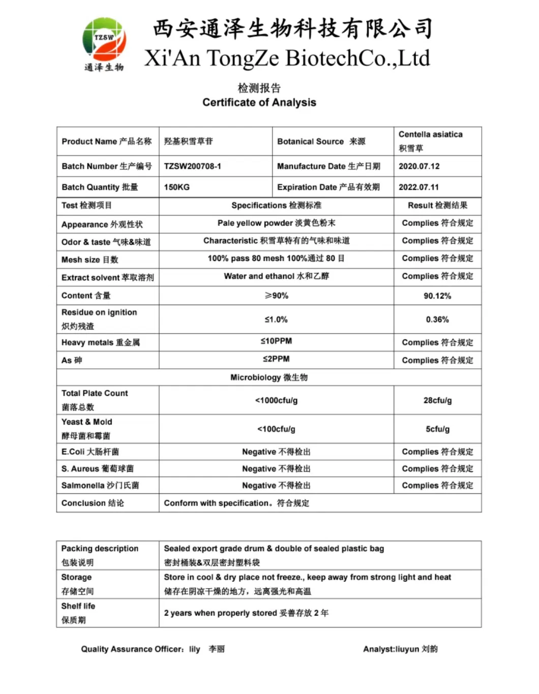 90%Nutural Herbal Extract Gotu Kola Asiaticoside Promotes Wound Healing for Cosmetic