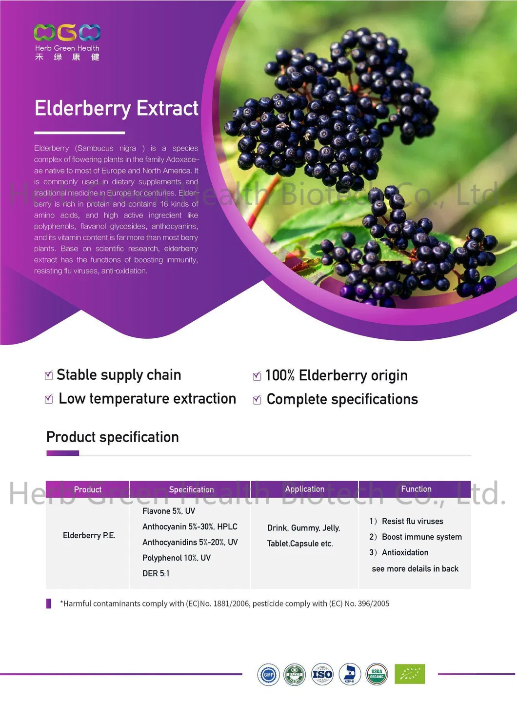 Anti-Flu Virus Plant Extract Black Elderberry Extract