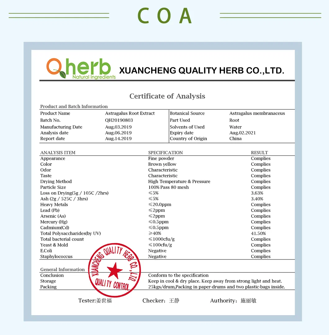 Astragalus Membranaceus Extract 0.5% HPLC 4’ -Hydroxy-3’ -Methoxyisoflavone-7-Sug