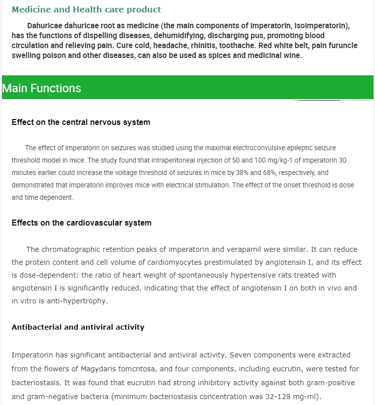 China Manufacturer Plant Extract Imperatorin 1% 98% 482-44-0 Ammidin Powder