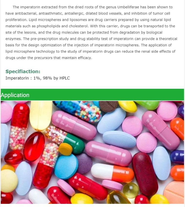 China Manufacturer Plant Extract Imperatorin 1% 98% 482-44-0 Ammidin Powder