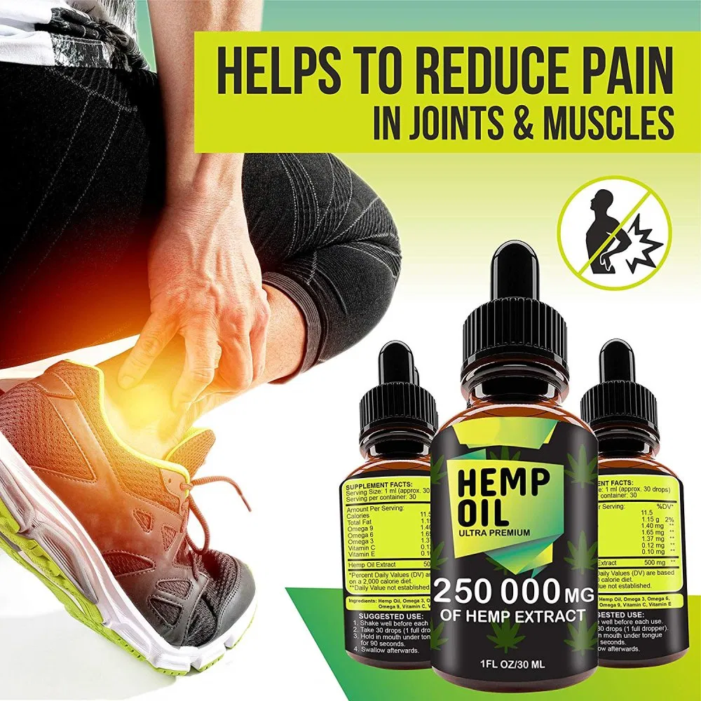 Hemp Oil Drops, 250 000 Mg, Natural CO2 Extracted , 100% Organic, Pain, Stress, Anxiety Relief