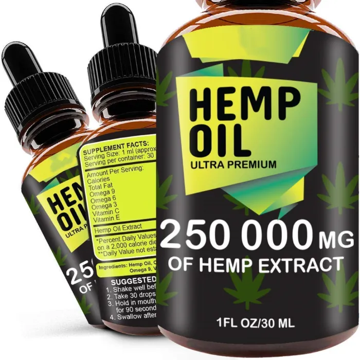 Hemp Oil Drops, 250 000 Mg, Natural CO2 Extracted, 100% Organic, Pain, Stress, Anxiety Relief