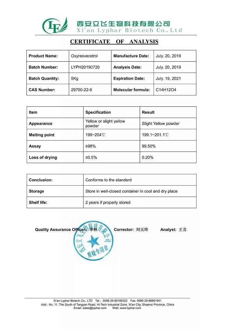 HPLC Tested High Quality Oxyresveratrol Powder