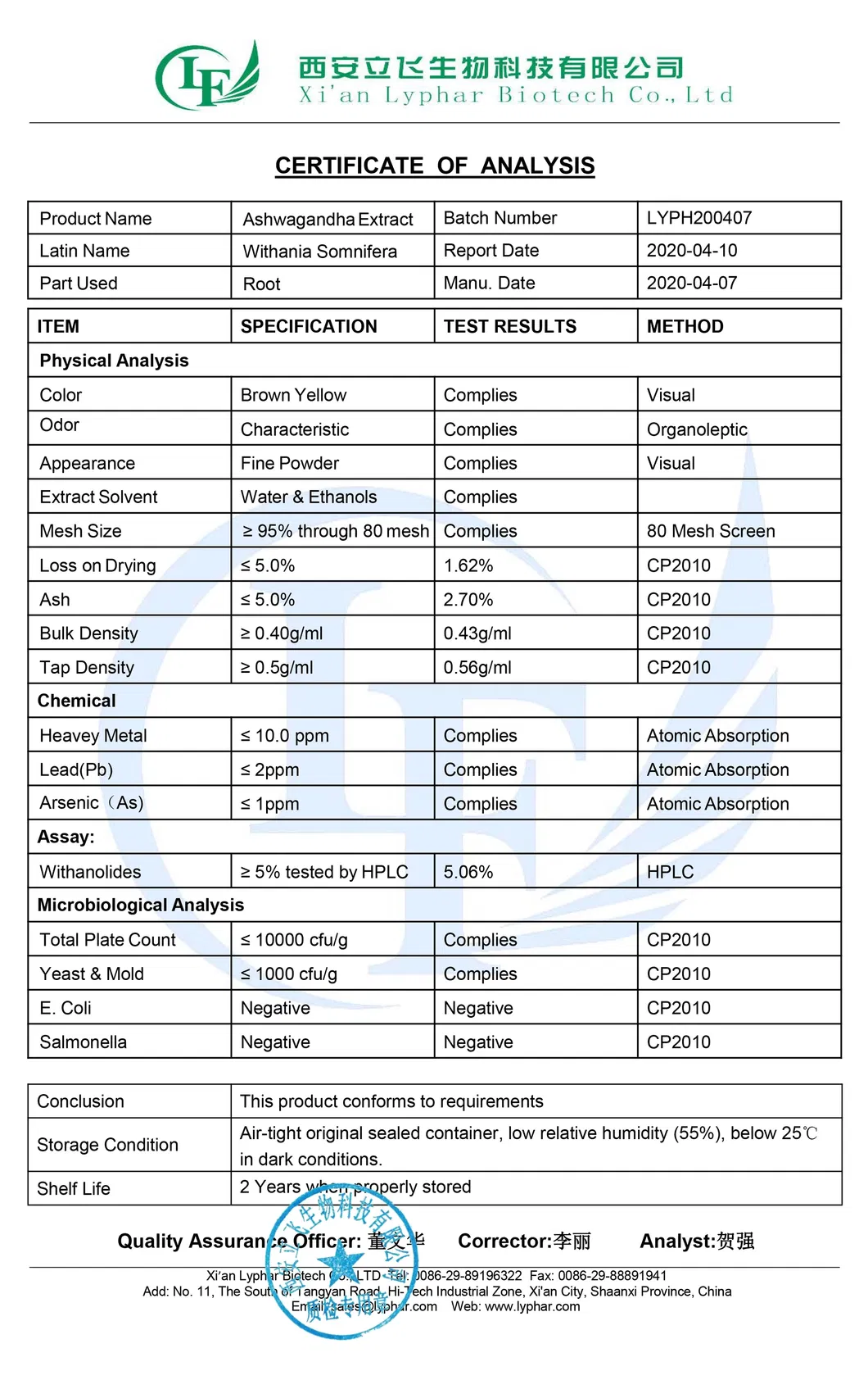 Supply 5% Withanolide Ashwagandha Root Extract Powder