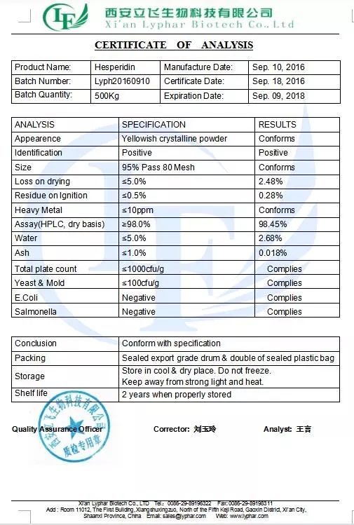 Tangerine Peel Extract Citrus Aurantium Extract Hesperidin Powder